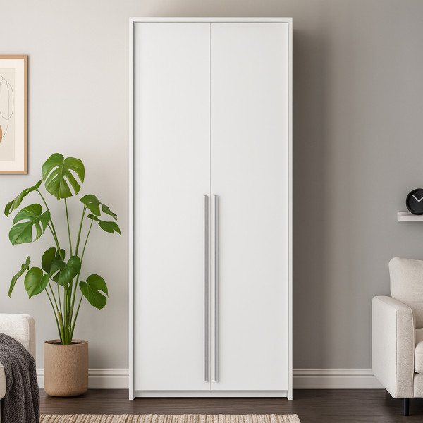 Szafa GIANA 105 cm 2-Drzwiowa Biała – Szafa z Drążkiem