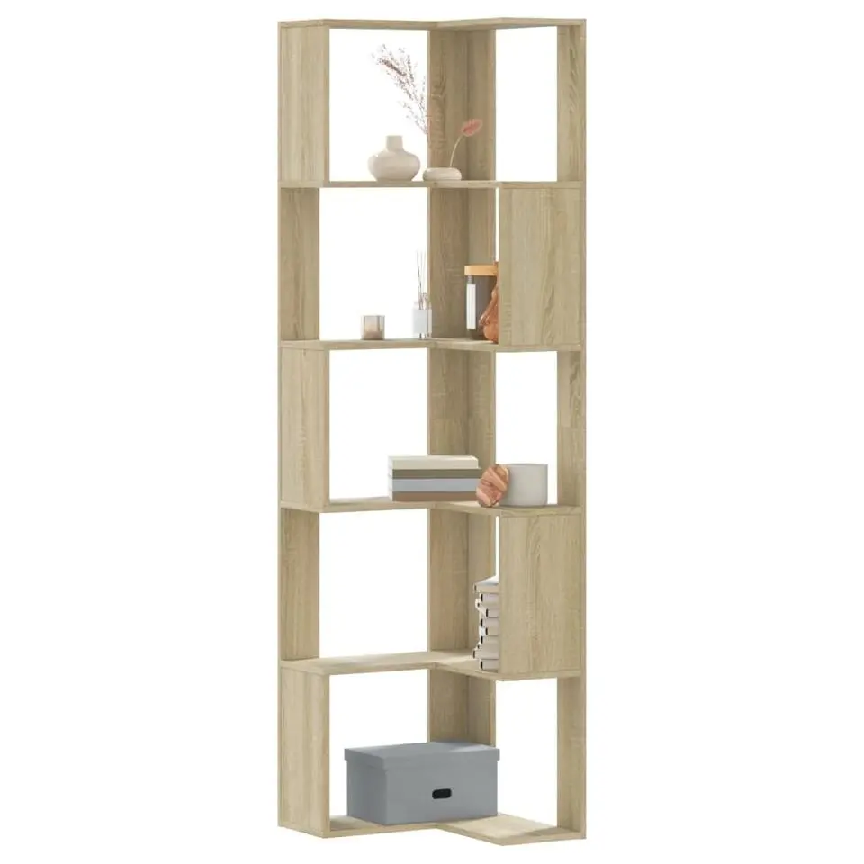 vidaXL - 5-laags Hoekboekenkast - Sonoma eiken - Bewerkt hout - 50x50x179 cm
