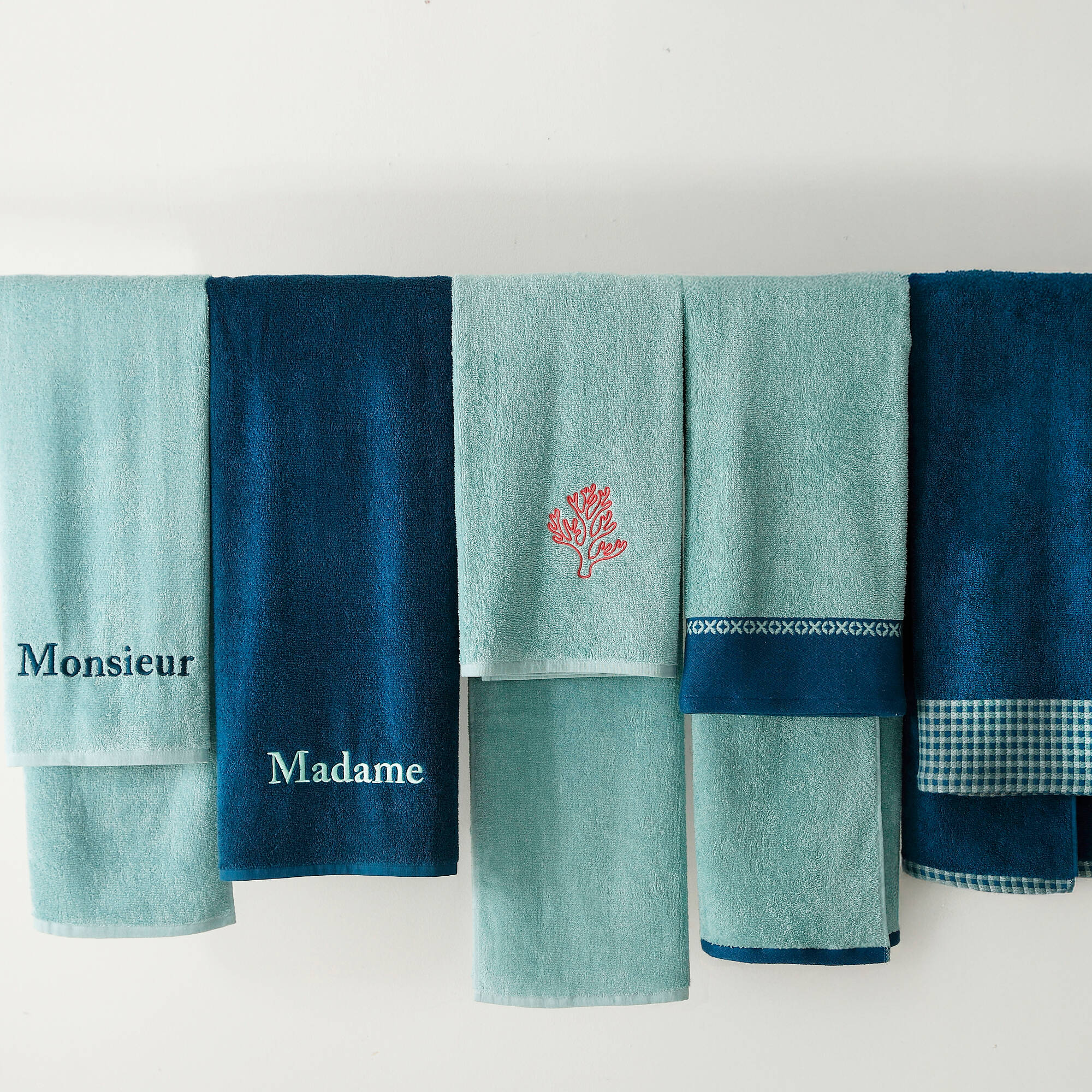 Collection serviettes de bain 420 g/m² liteau tissé motif vichy