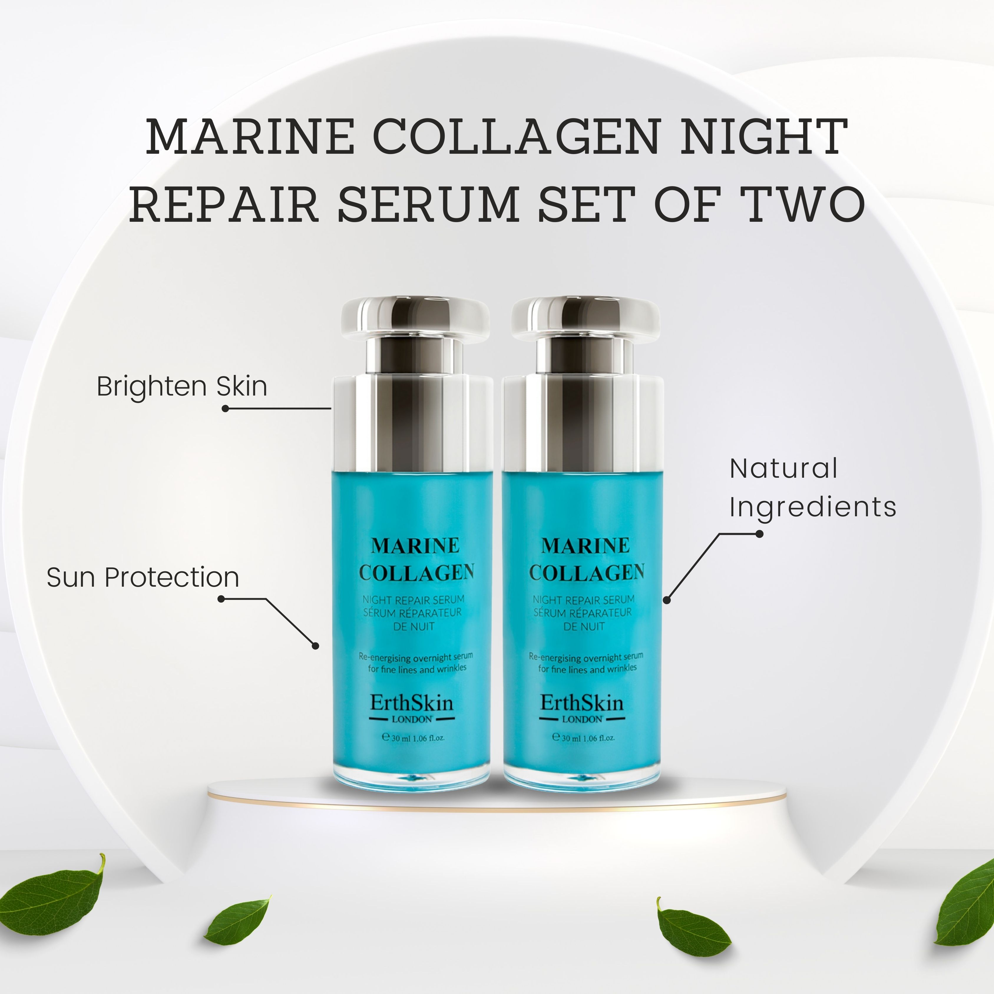 Erth Skin London 2x Marine Collagen Night Repair Serum 30ml