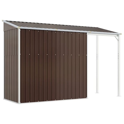 NNEVL Garden Shed with Extended Roof Brown 277x110.5x181 cm Steel