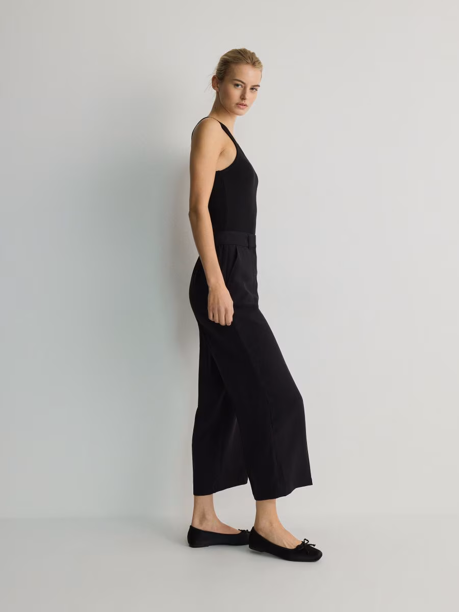 Culotte Trousers With Pressed Crease