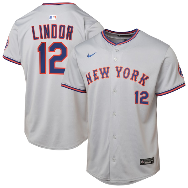 Francisco Lindor New York Mets Nike Youth Road Limited Jersey – Gray/Rush Blue