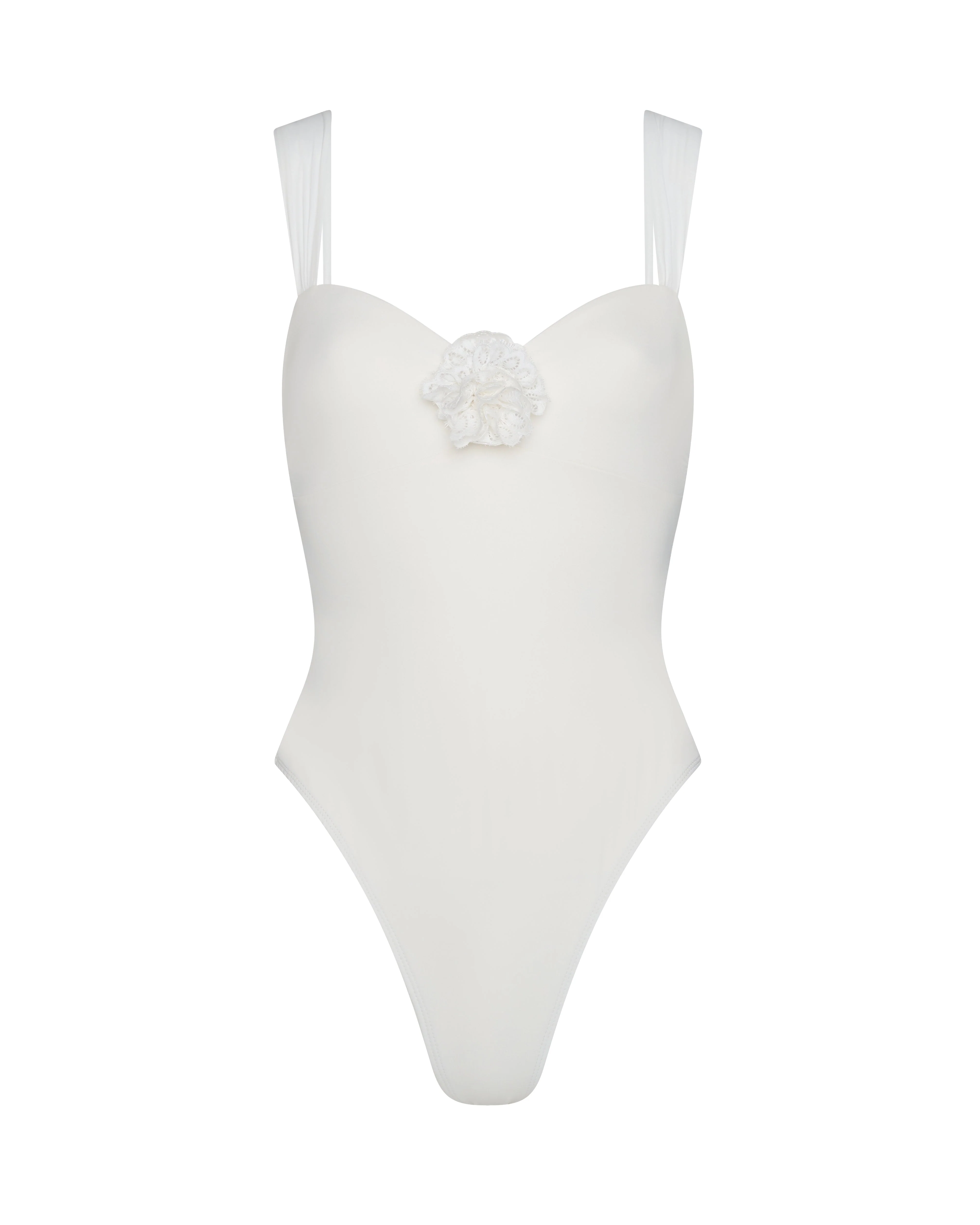 Barbuda One Piece with Lace Scarf - Bridal White