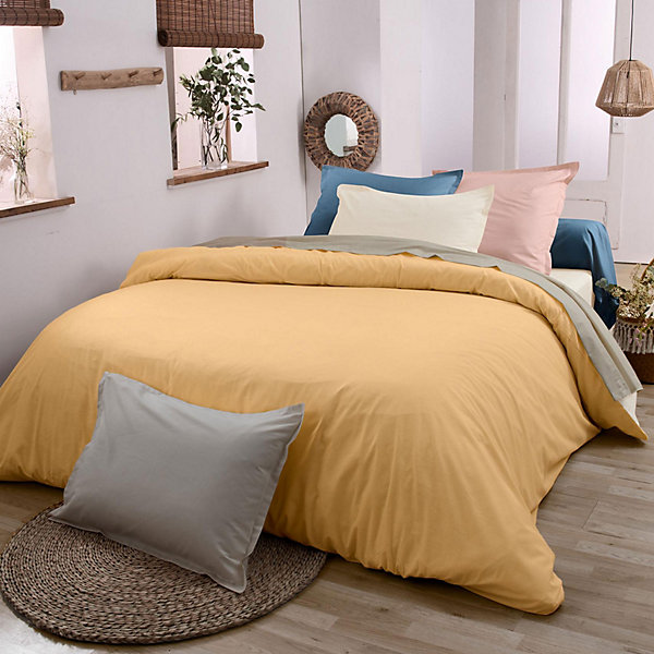 Drap plat en 100% coton biologique (280x300 cm - Jaune)
