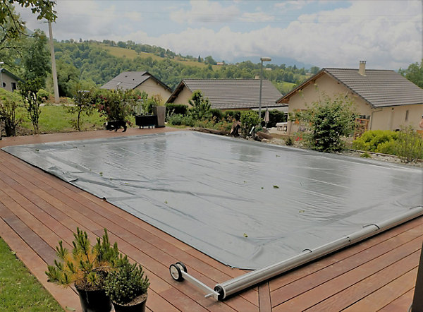 Couverture de Sécurité 4 Saisons Cov'Top - Piscine 6x12m - Enrouleur manuel inclus - Bâche Beige - POOLCO