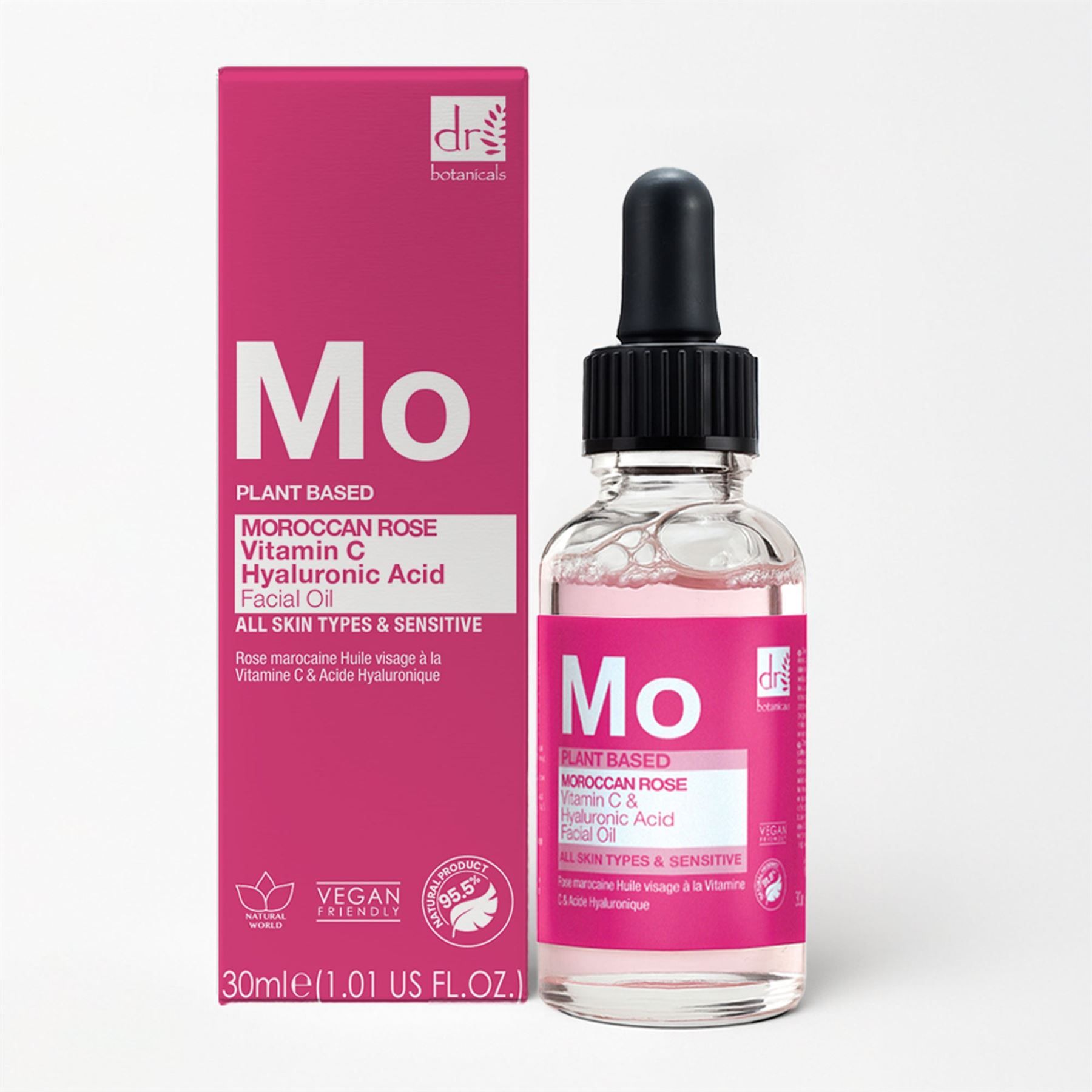 Dr. Botanicals Moroccan Rose Anti-Ageing Facial Oil with Hyaluronic Acid & Vitamin C 30ml for Plumping and Moisturising
