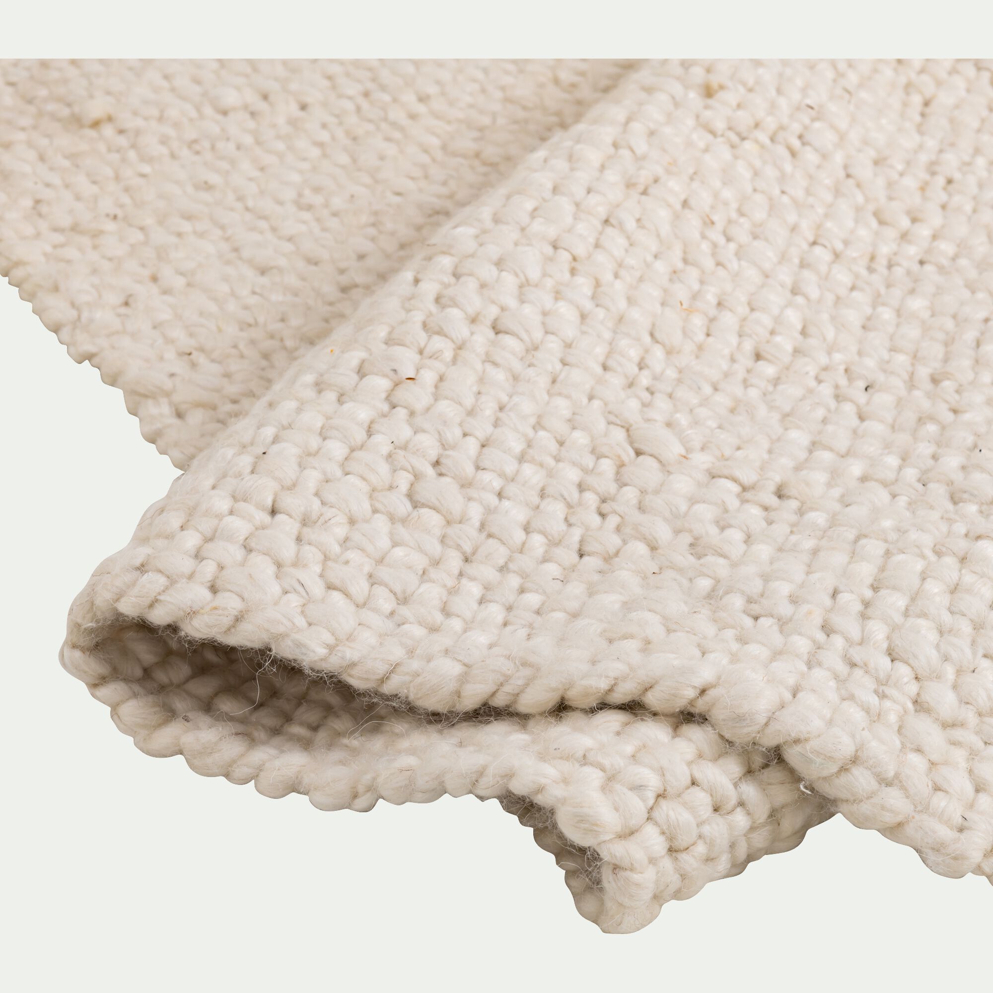 MALA - Tapis à pompons en laine 160x230cm - beige