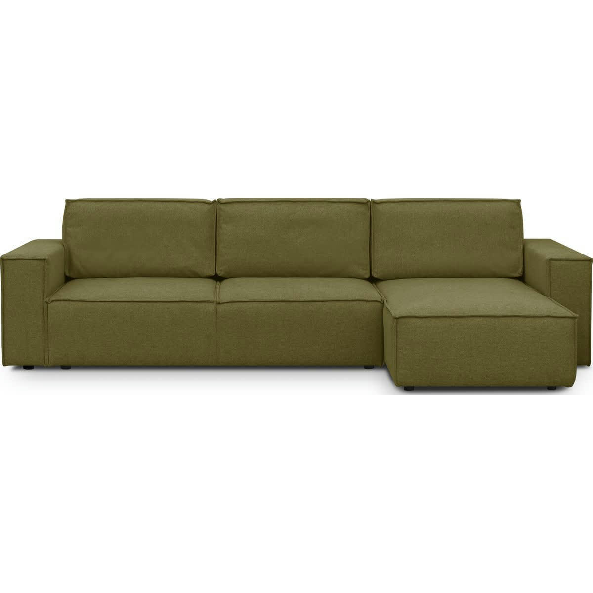 HARPER NEW - Canapé d'angle 5 places convertible + coffre, tissu vert olive