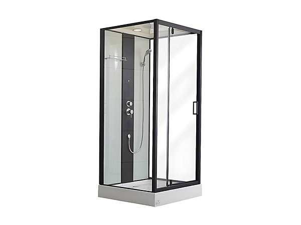 Cabine de douche hydromassante - 2 zones de jets de massage - L90 x P90 x H215 cm - pluie tropicale et douchette - PRIMEA