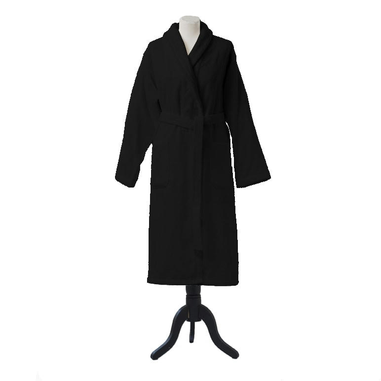 AQUA - Peignoir de bain uni en coton noir L