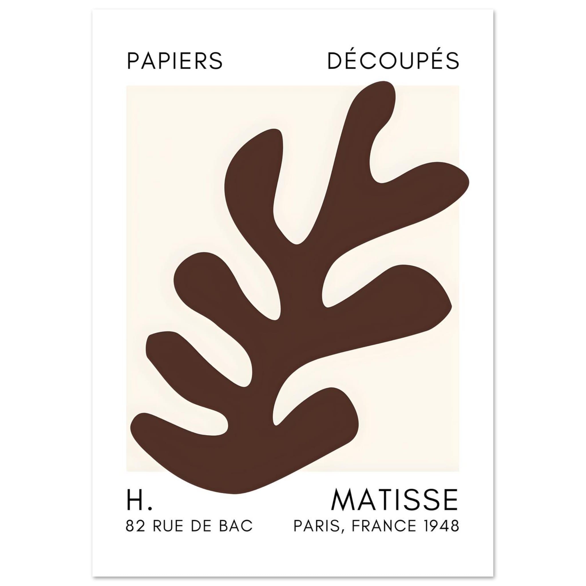 Artfulprints Poster Matisse – Ocean petals brown  - A4 21x29.7 cm - Bruin