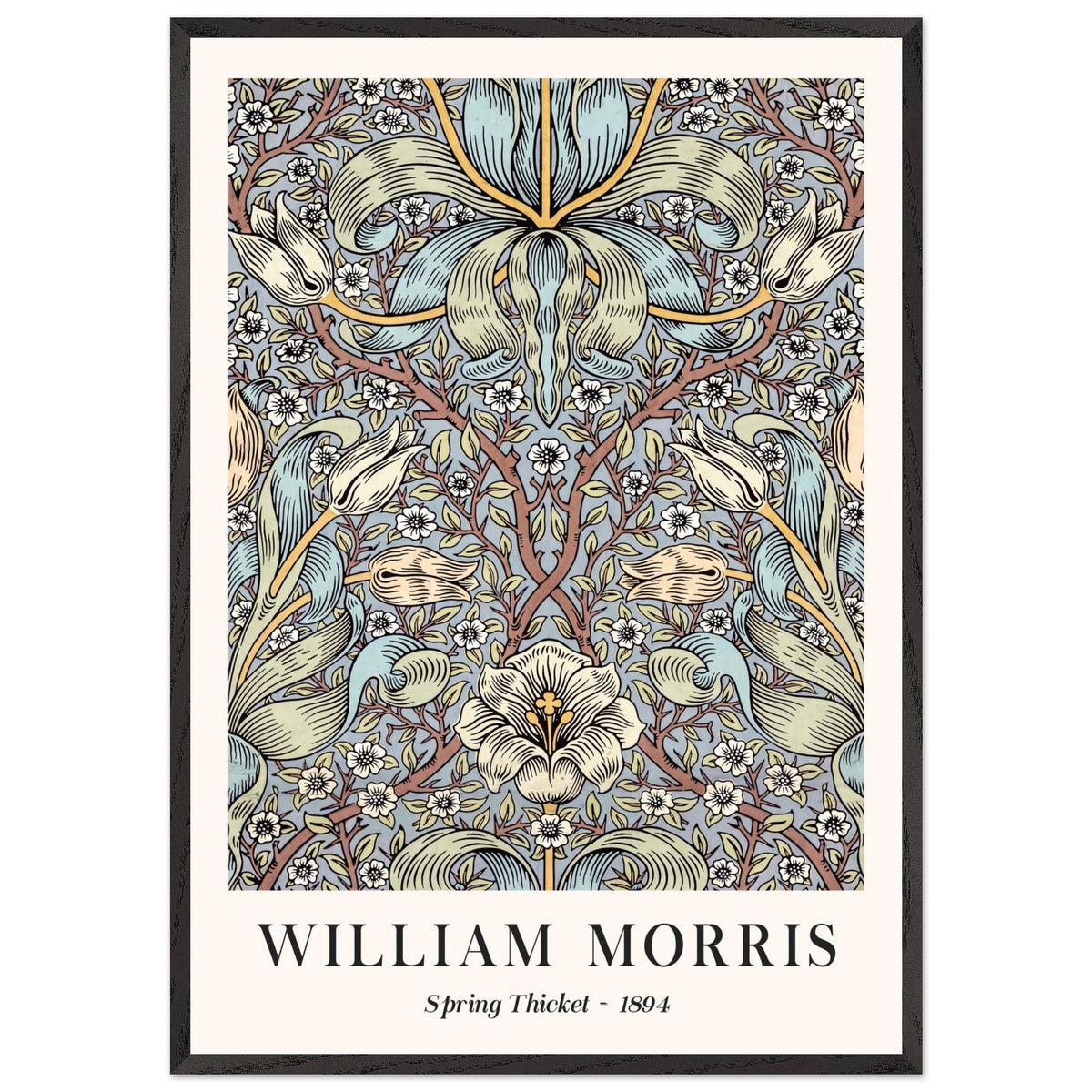 Artfulprints Poster met Lijst William Morris - Spring thicket 1884  - 70x100 cm - Blauw