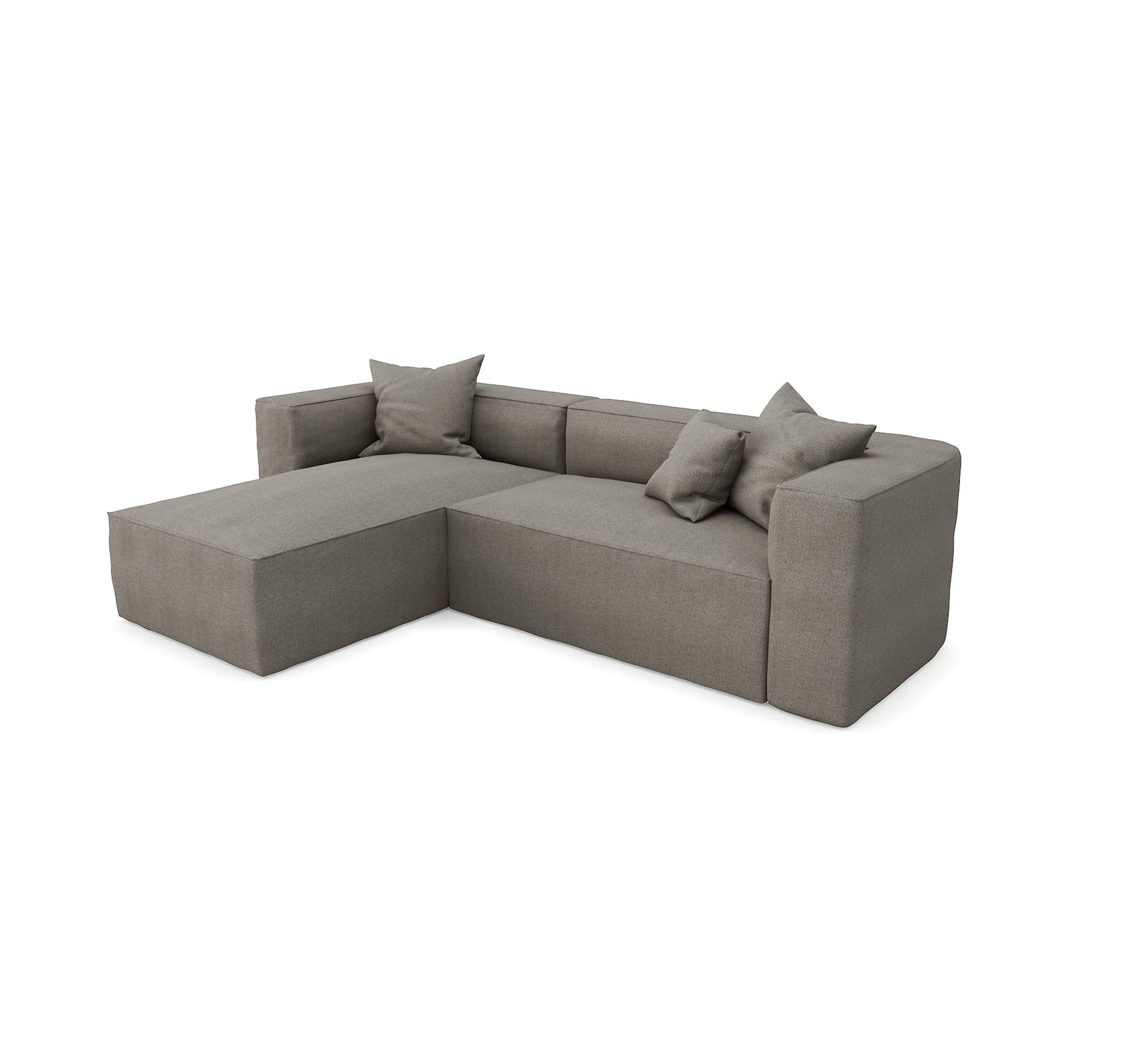 ALMA - Canapé d'angle gauche tissu tramé taupe