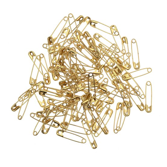 Hemline Brass Safety Pins 100 Pack