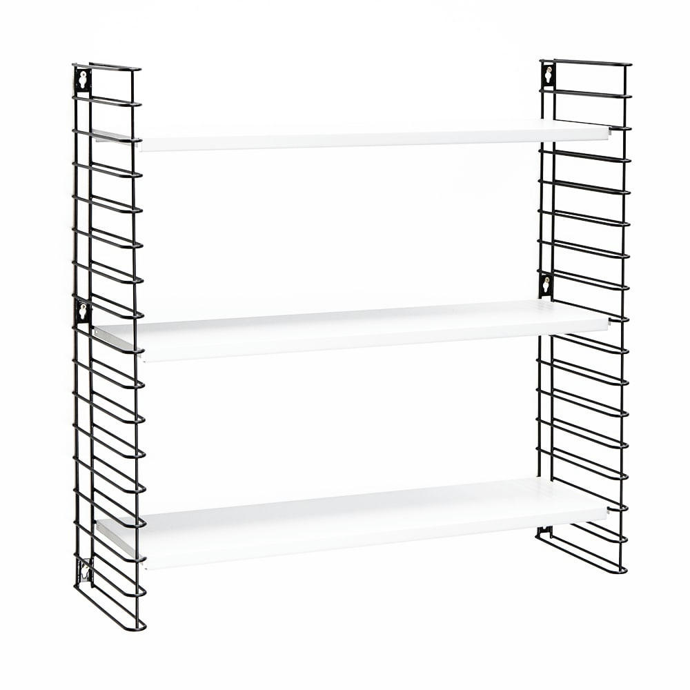 LIBRO - Etagère 3 niveaux cadre noir étagères blanches