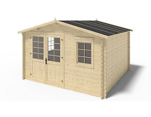 Abri de jardin en bois - 16m2 - 4x4m - Ep. 40mm - Couleur: naturel - DOM611