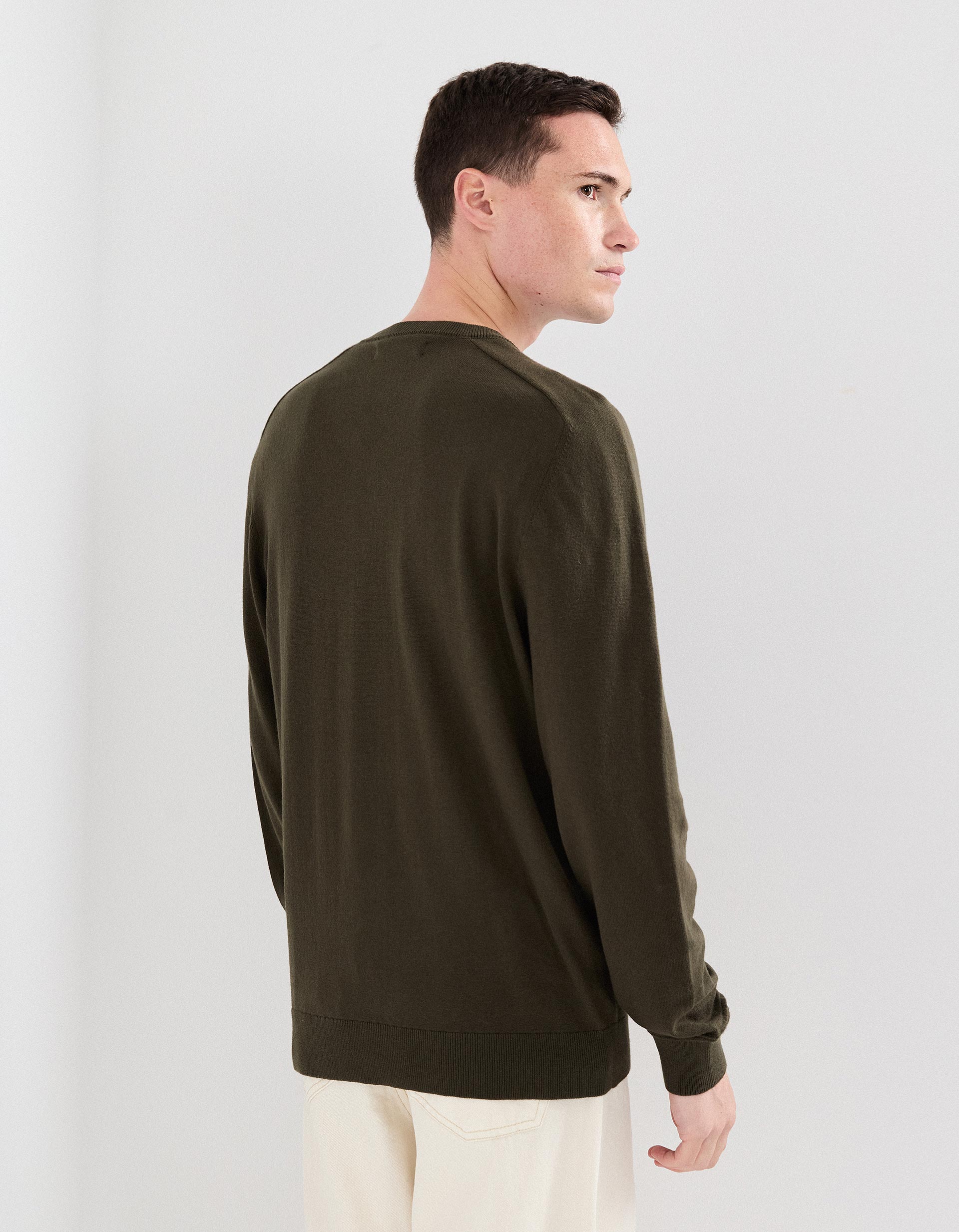 Camisola com Caxemira, Homem, Verde Escuro