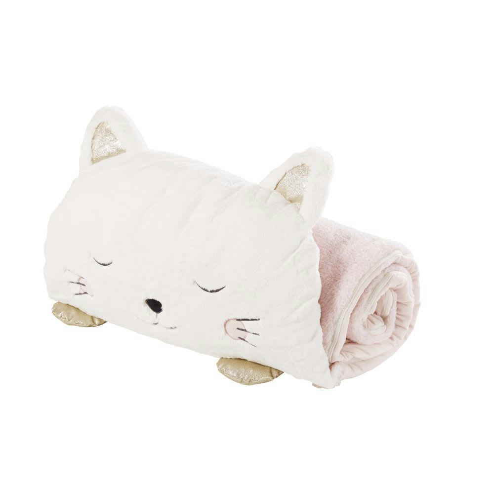 - Sac de couchage enfant chat blanc, rose et doré