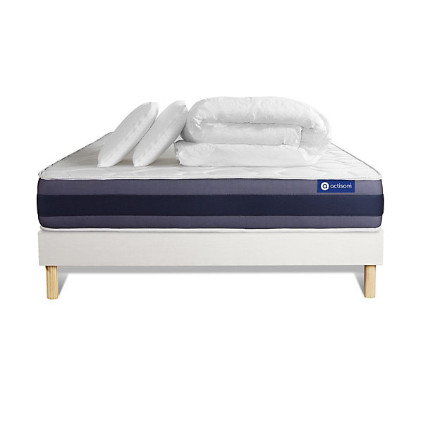 Pack sommier kit matelasLatex et mémoire de forme avec couette et oreillers