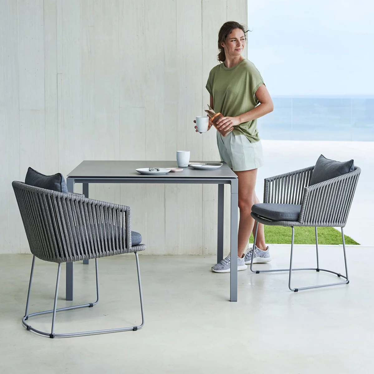 Cane-line - Pure Outdoor Esstisch, 90 x 150 cm, taupe / concrete grey