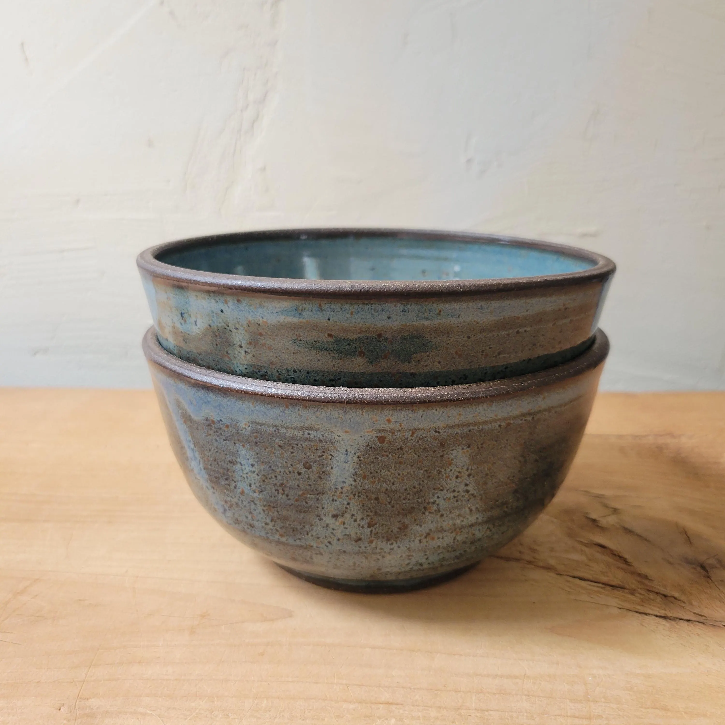 Set of 2 Handmade Cereal Bowls in Denim Blue