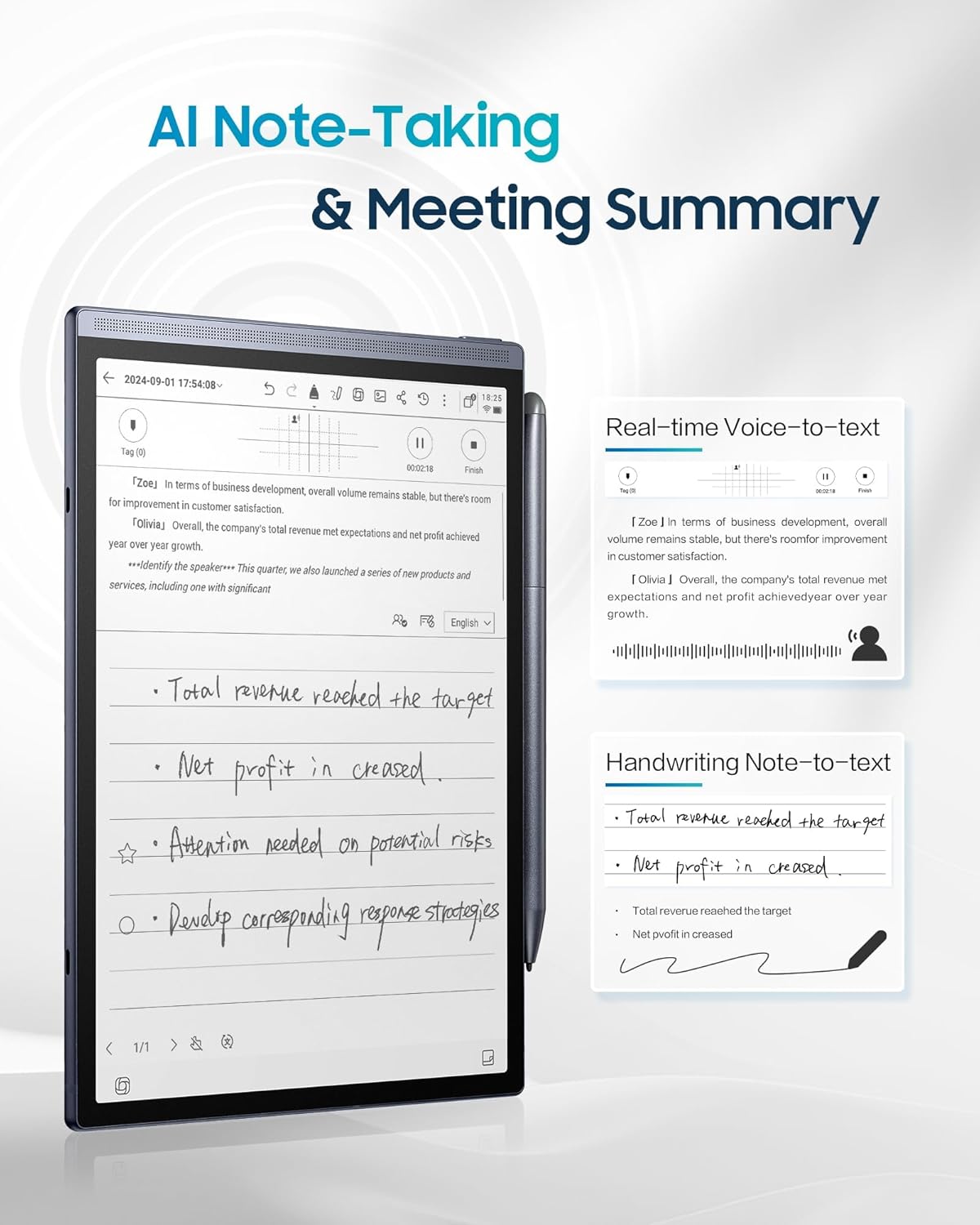 iFLYTEK AINOTE Air 2 Bundle – 8.2 E Ink AI Note-taking Tablet with Stylus  4096 Pressure Levels  Digital Notebook with Voice-to-Text Transcription  Multi-languages Support  Ideal for Meetings & Study