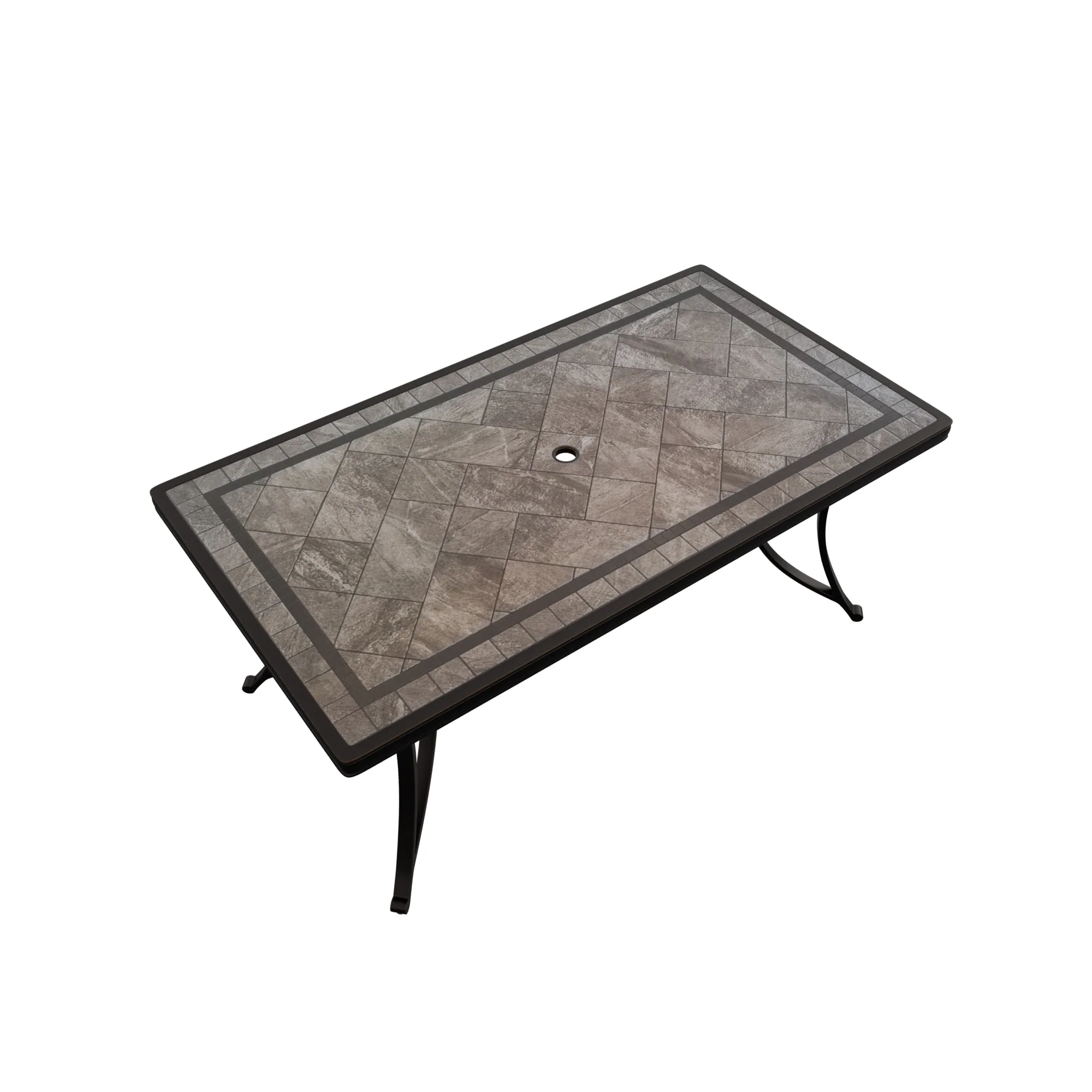 Rectangle Aluminum 67 in. Length Outdoor Dining Table with 2in Umbrella Hole