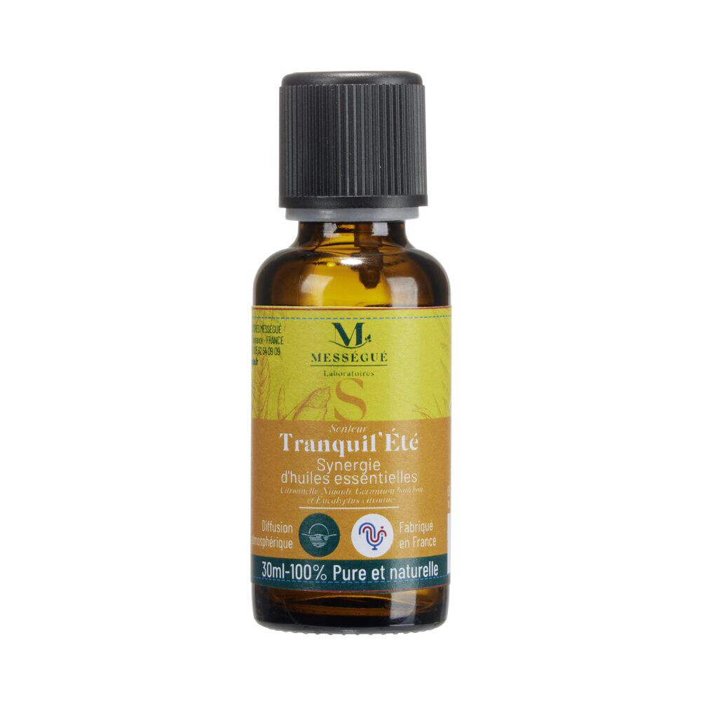 Huile essentielle synergie Mességué Tranquil'été citronnelle et eucalyptus 30ml