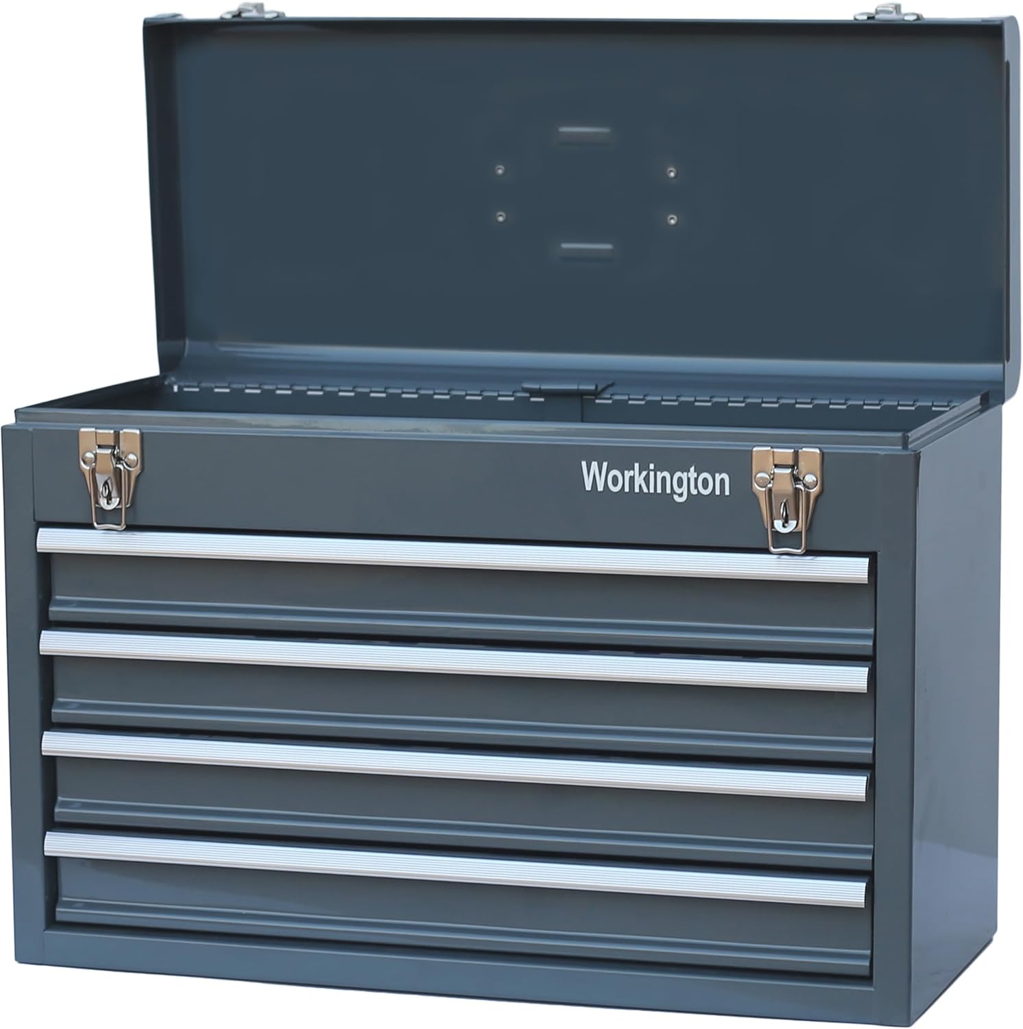 Workington Portable Metal Tool Chest with 4 Drawers, 20 4-Drawer Tool Chest Cabinet with Ball Bearing Drawer Slides, Steel Tool Storage Box Organizer 4004 Gray