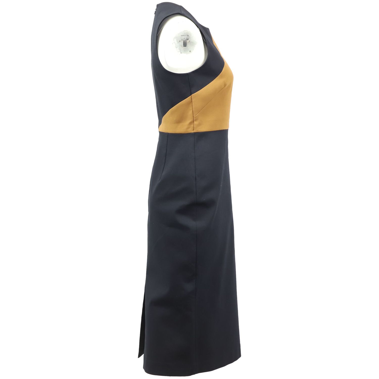 Diane Von Furstenberg Preloved Colorblock Sleeveless Sheath Dress in Navy Blue Cotton