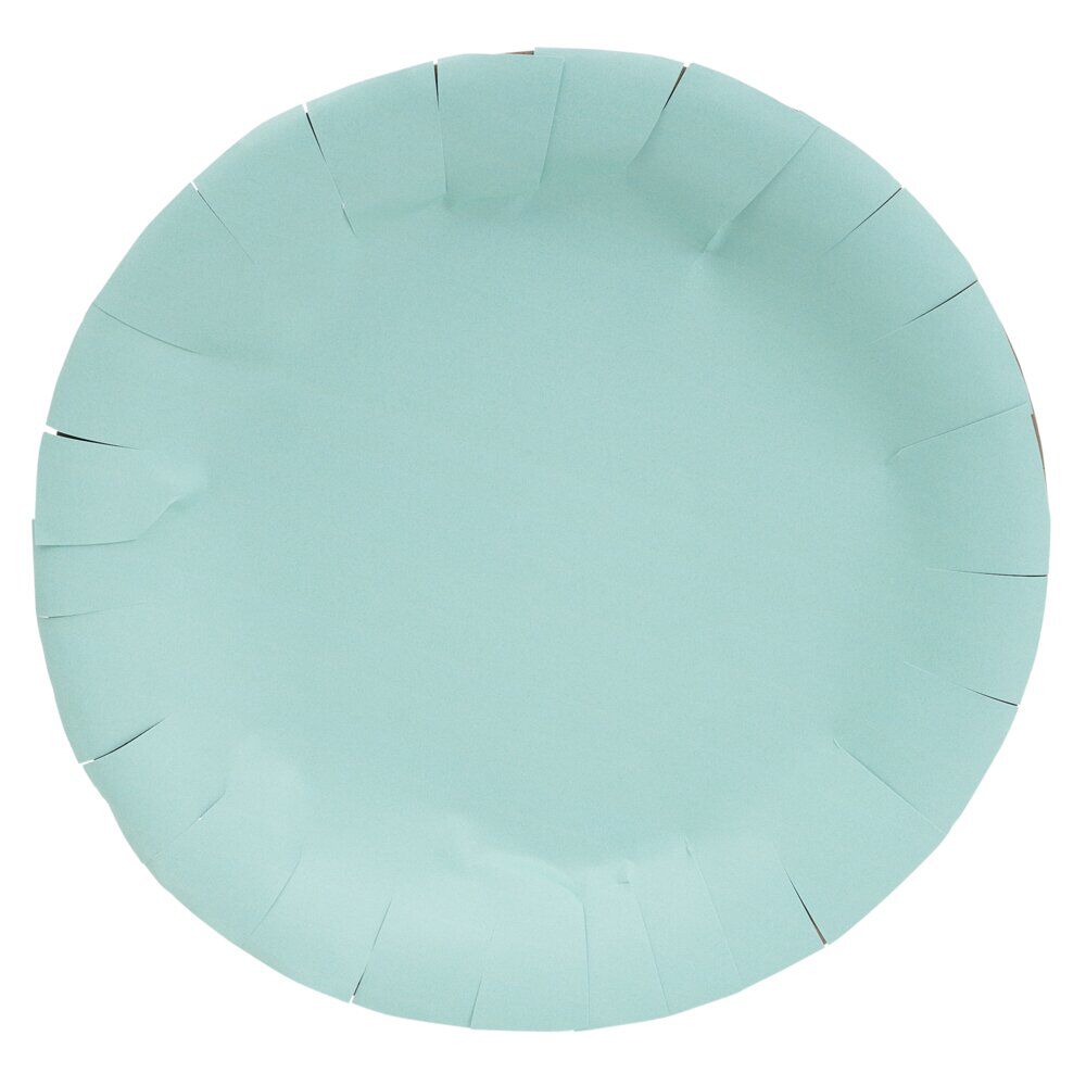 Lot de 10 assiettes plate ronde carton bleu Ø23cm