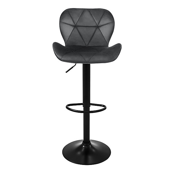 Lot 2 tabouret de bar rembourrées velours chaise gris hauteur réglable 59-79cm