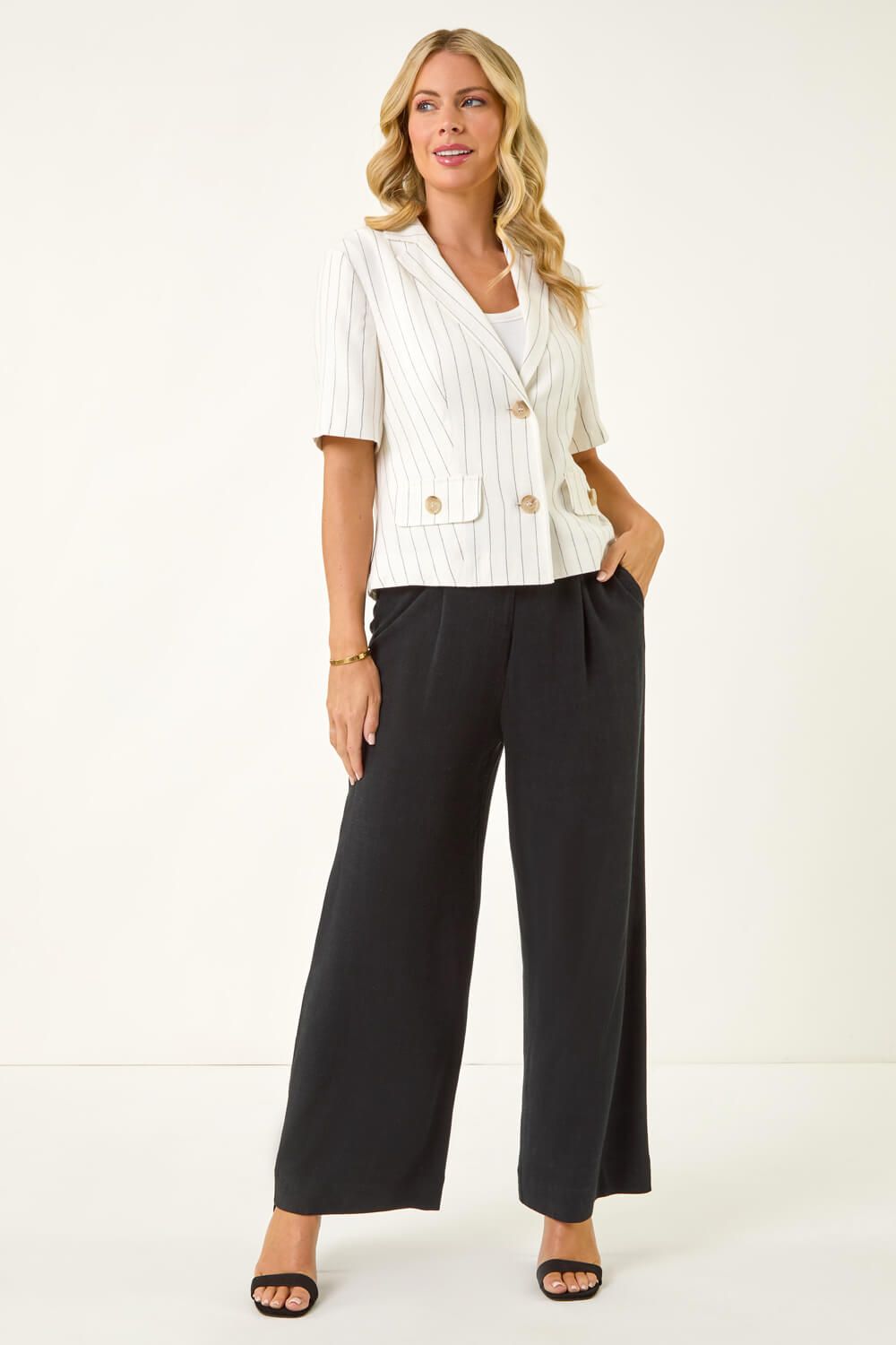 Roman Petite Linen Mix Buttoned Jacket