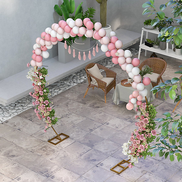 Arche décorative - arche de mariage - arche de ballon - dim. 280L x 60l x 258H cm - acier doré