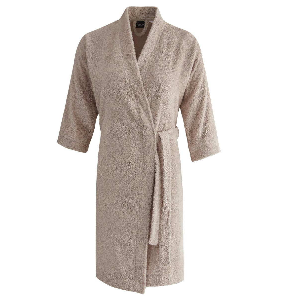 KIYO - Peignoir léger mi-long en coton peigné Sable S