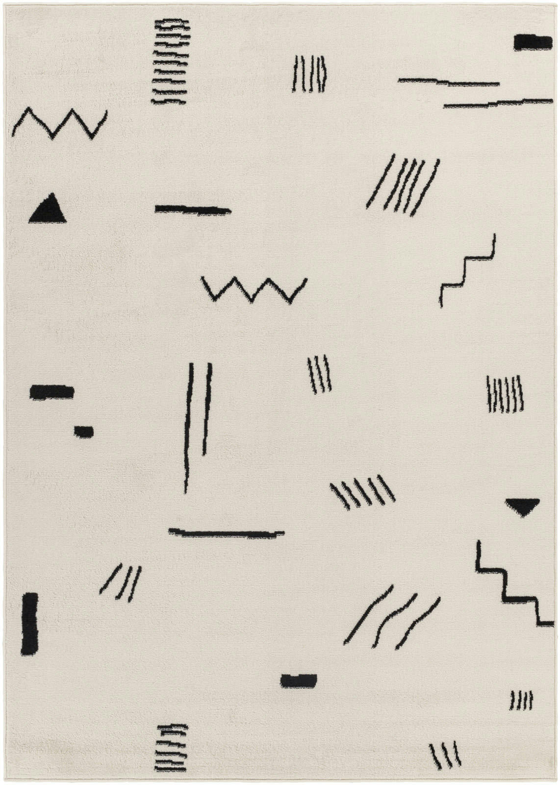 AMELIA - Tapis Scandinave Hygge Blanc Cassé/Noir 200x275