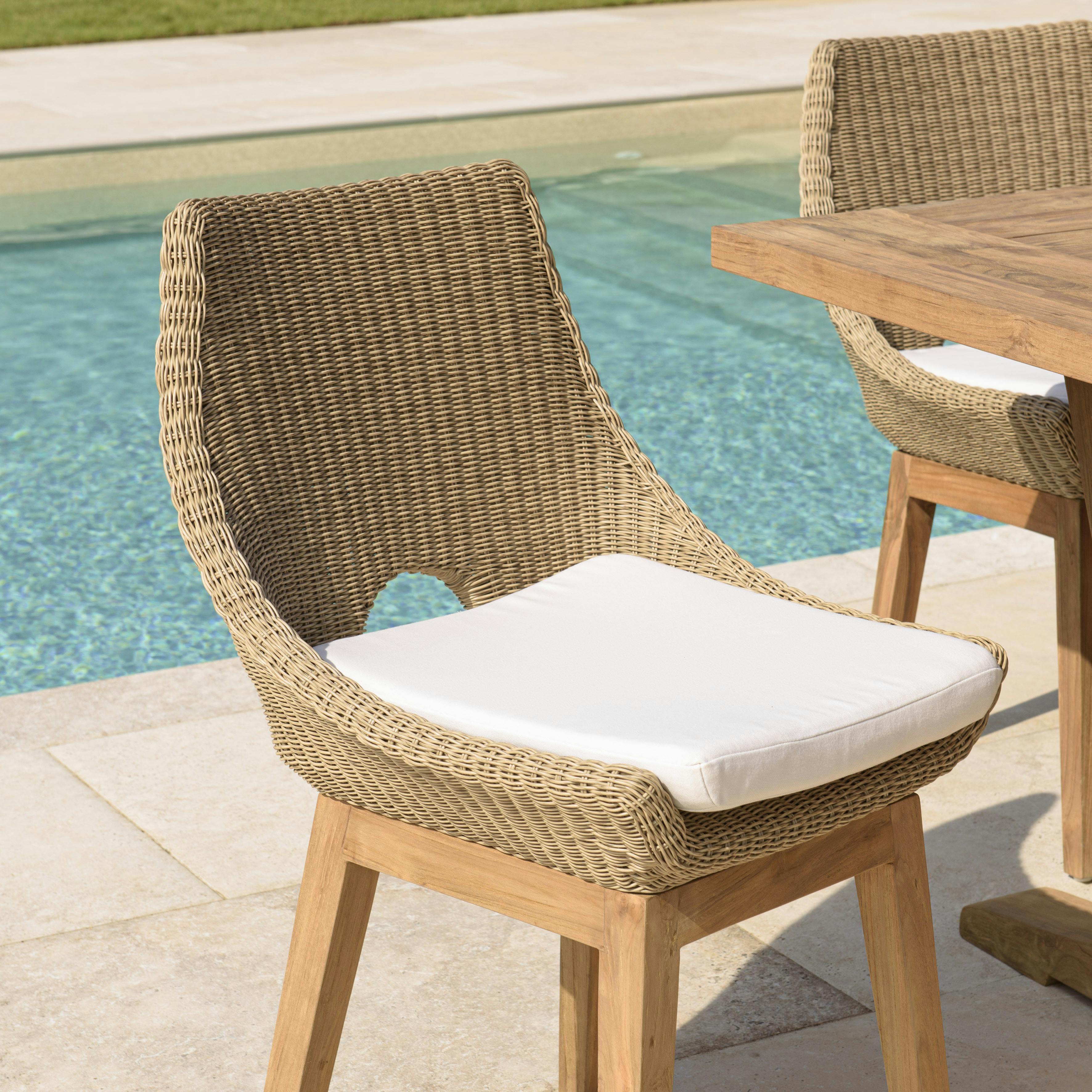 Chaise de jardin résine tressée beige (lot de 2) MANY