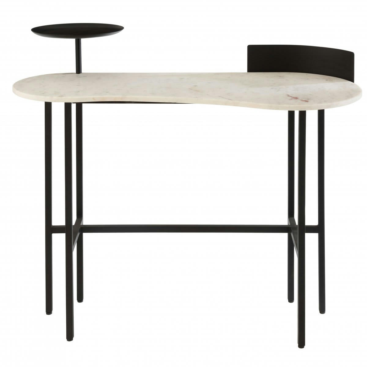 OTTAWA - Console contemporaine en marbre blanc et métal noir