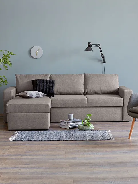 Sovesofa chaiselong MARSLEV lysegråt stof