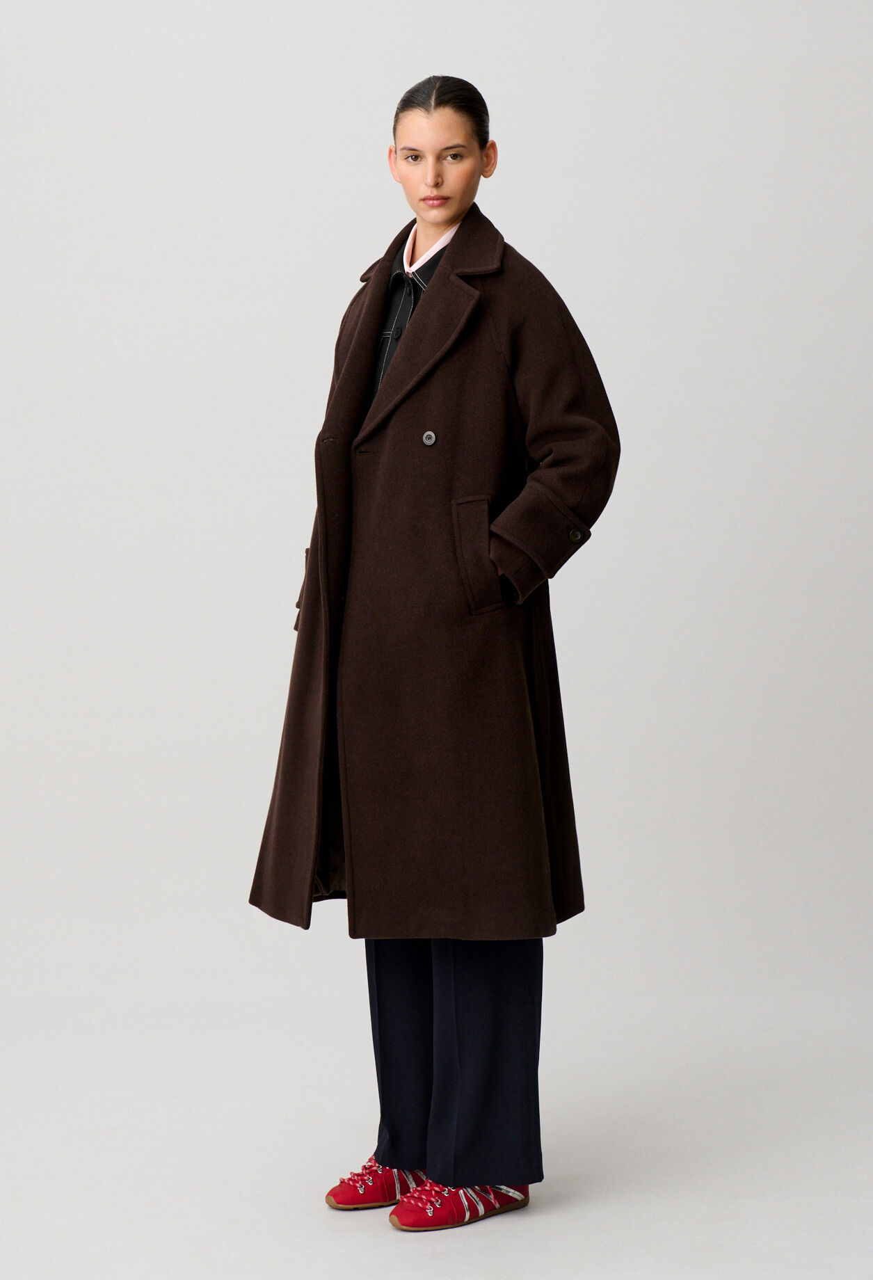 Manteau long ceinturé