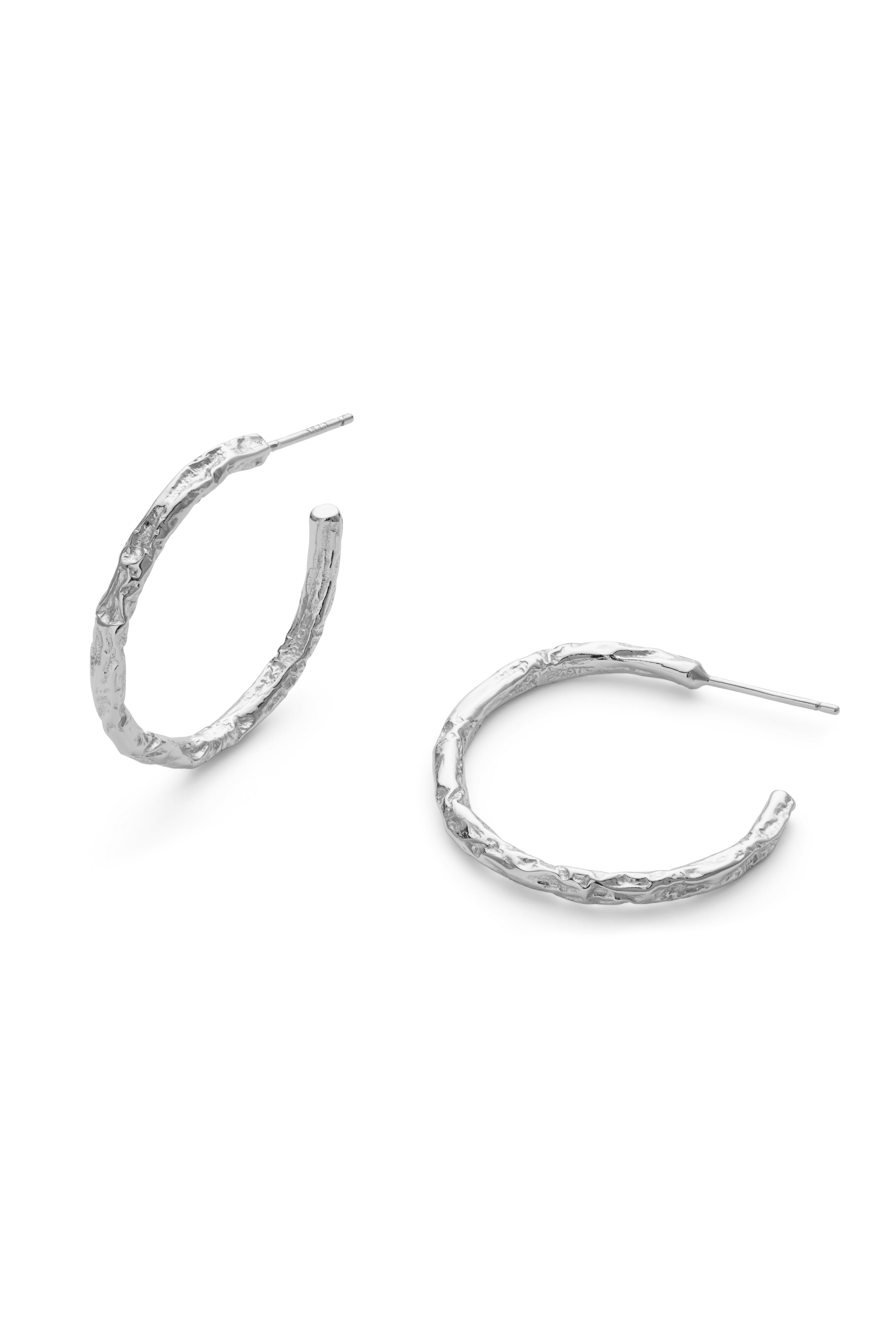 Elk & Bloom Medium Silver Thin Hoop Earrings