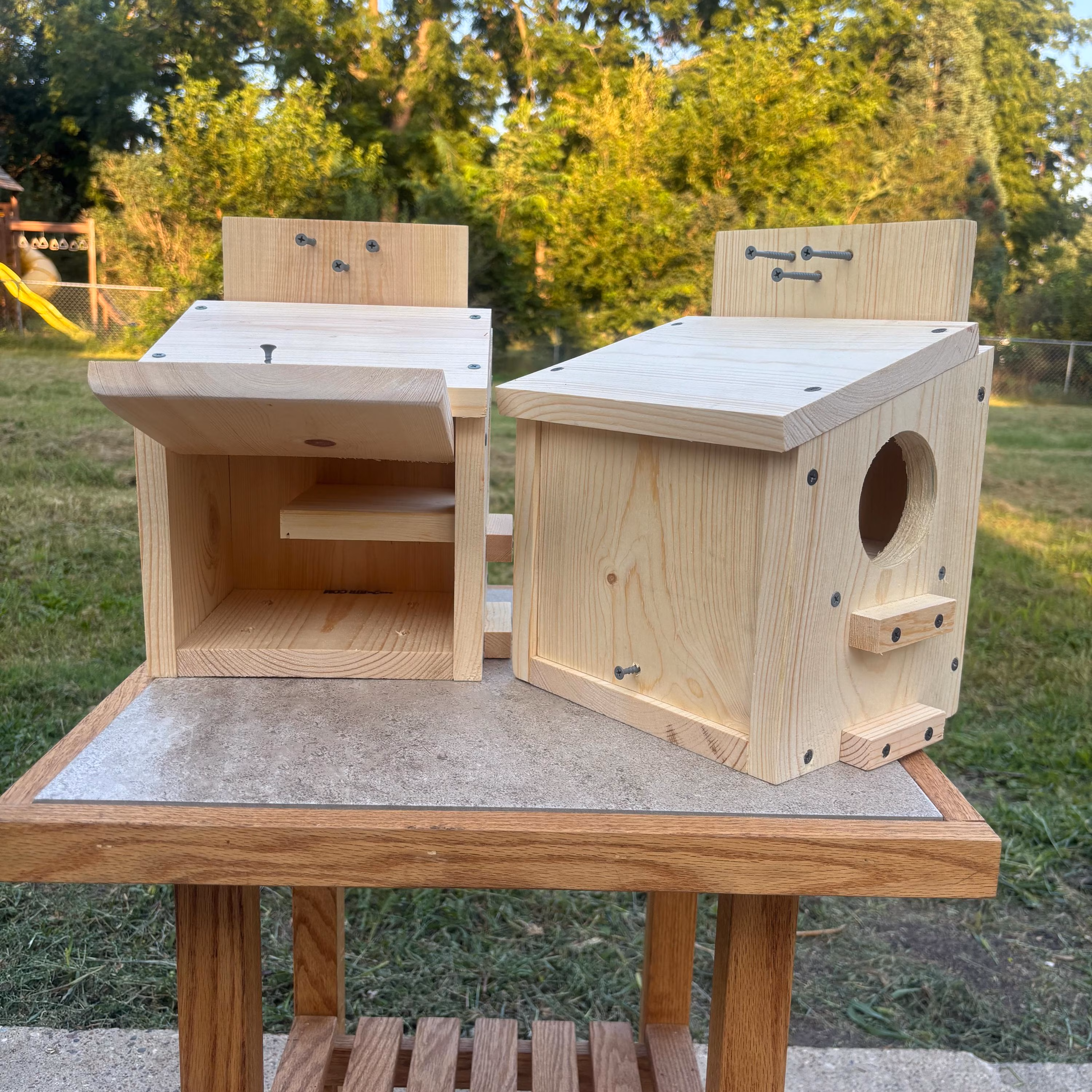 2PC fully installed squirrel house - preditor guard, exterior screws, solid construction, easy mounting to tree
