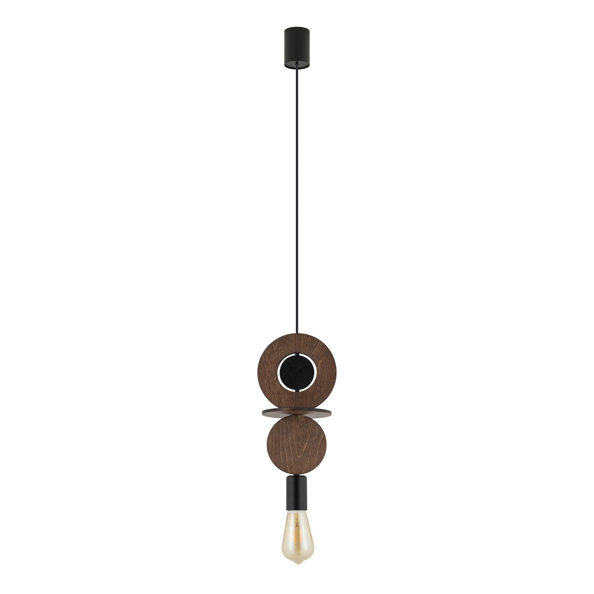 Lampa wisząca ciemne drewno-czarna DROPS WOOD C 1xE27x25W Nowodvorski