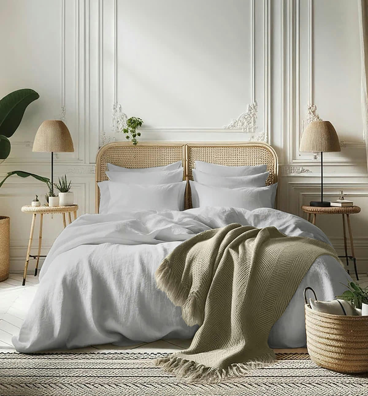 CLARA - Housse de couette gaze de coton  260x240 gris perle