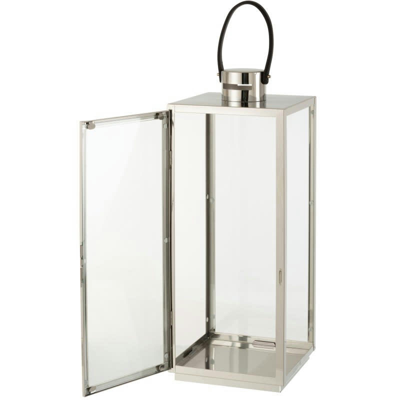 - Lanterne carrée en Métal Argent 22x21x65,5cm