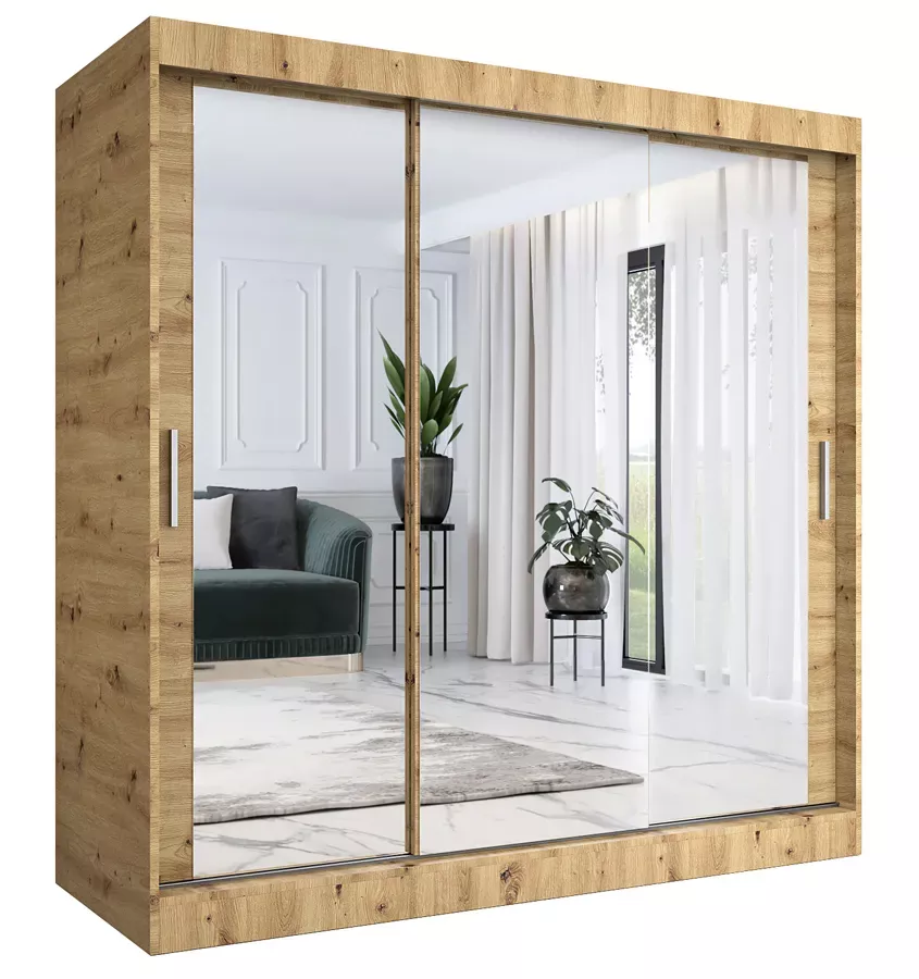 Szafa przesuwna z lustrem dąb artisan 200 cm - Jovian