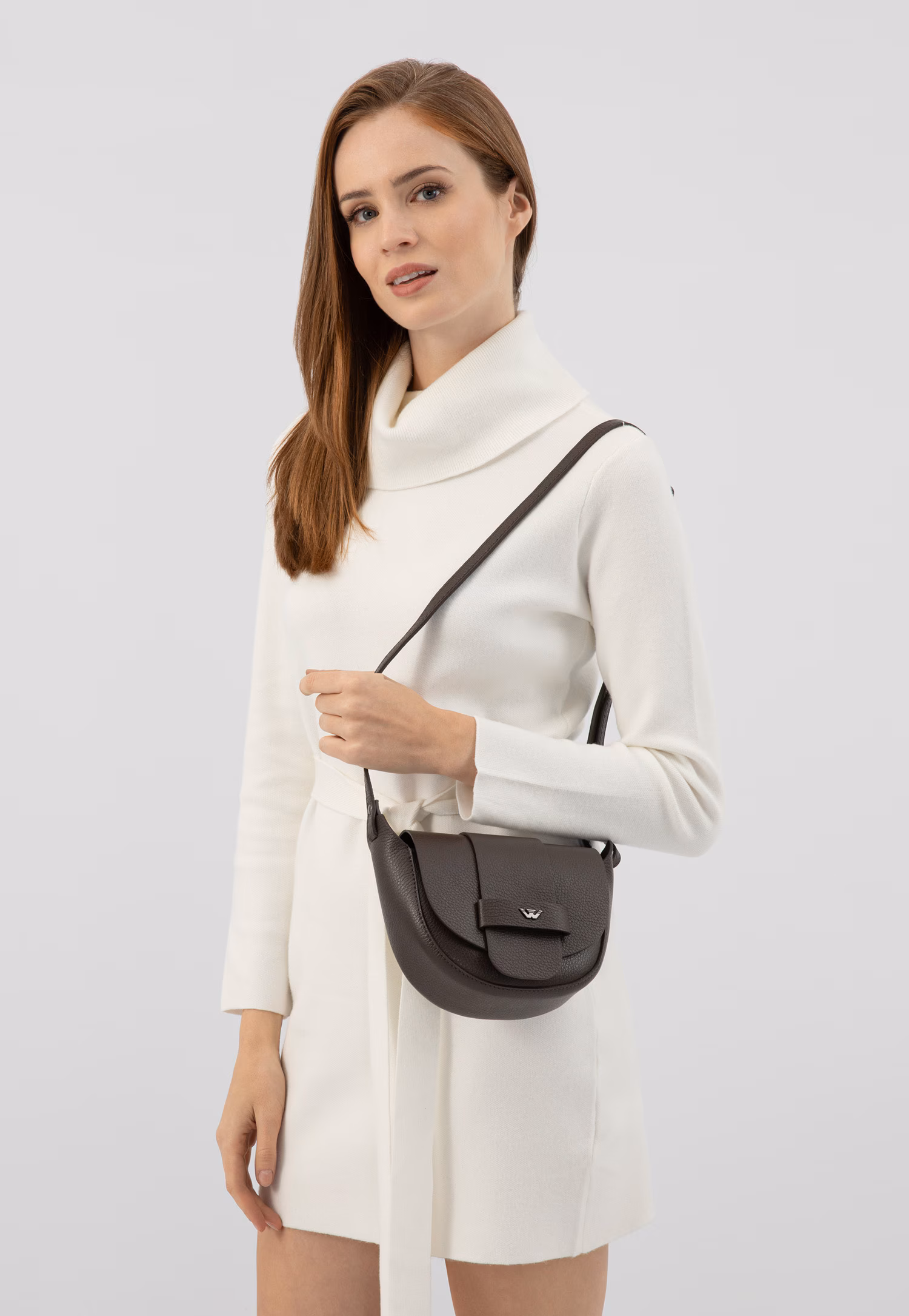 Skórzana ciemnobrązowa torebka saddle bag