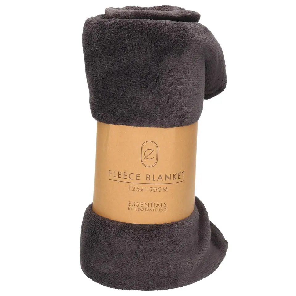 H&S Fleece deken - plaid - polyester - antraciet - 125 x 150 cm