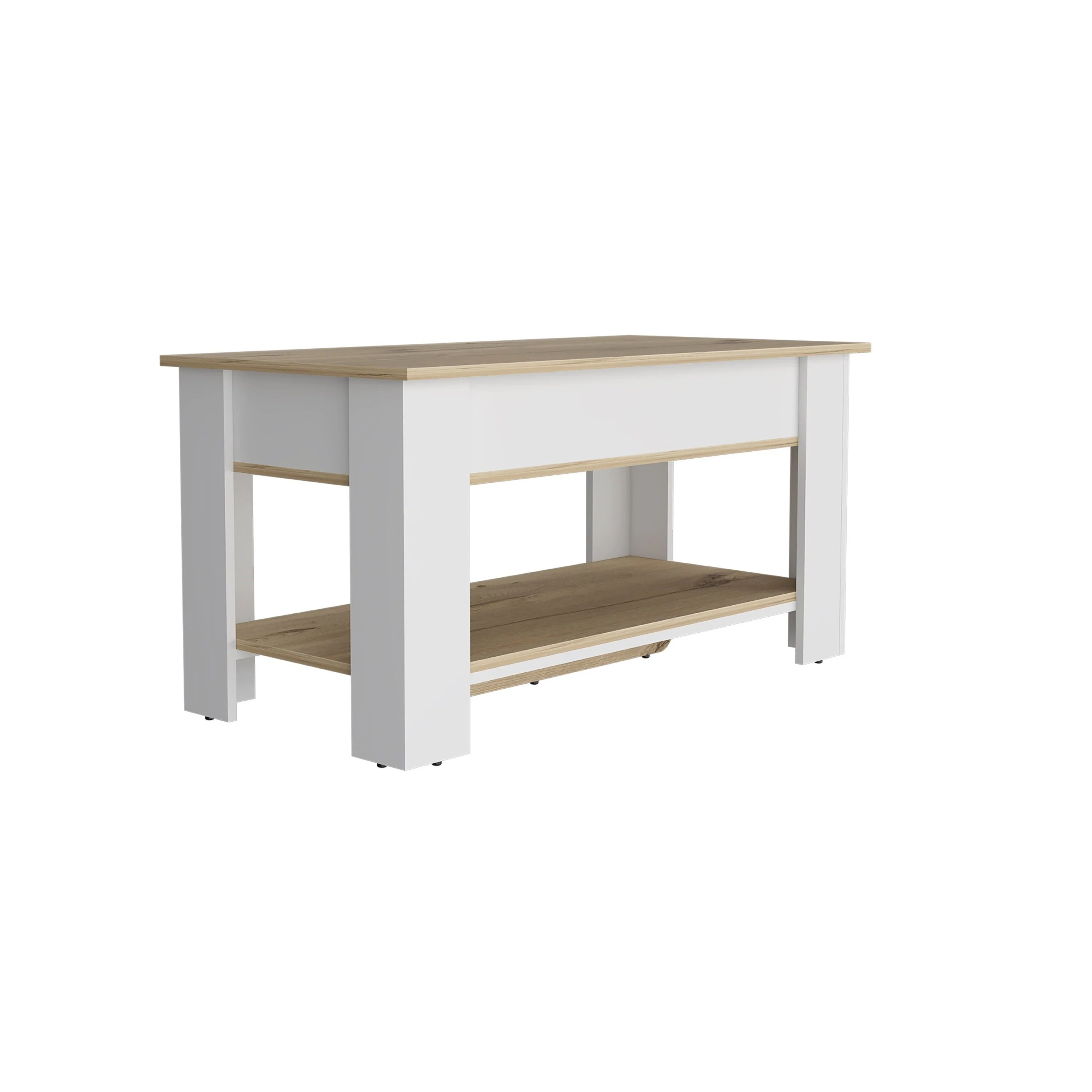 HomeRoots 40 Oak and White Storage Bench with Flip Top - 40 in. x 20.2 in. x 20 in.